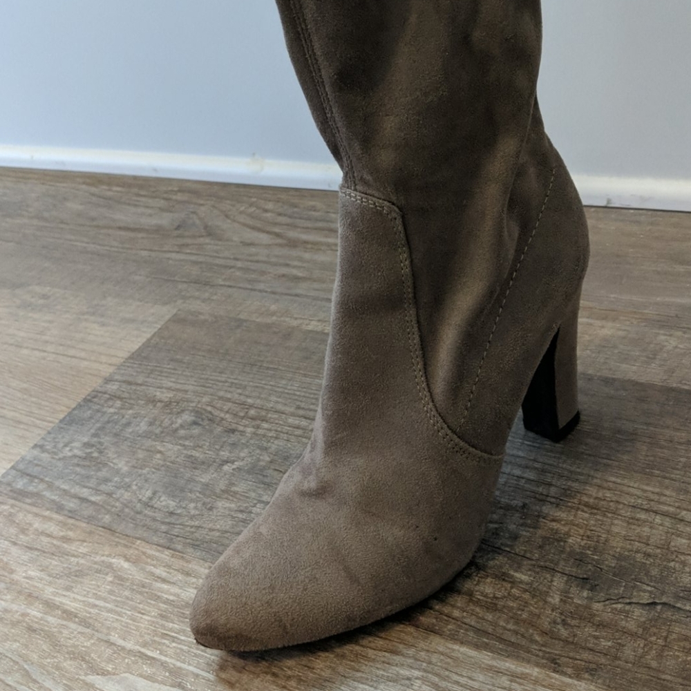 Over-the-knee seude high-heeled boots